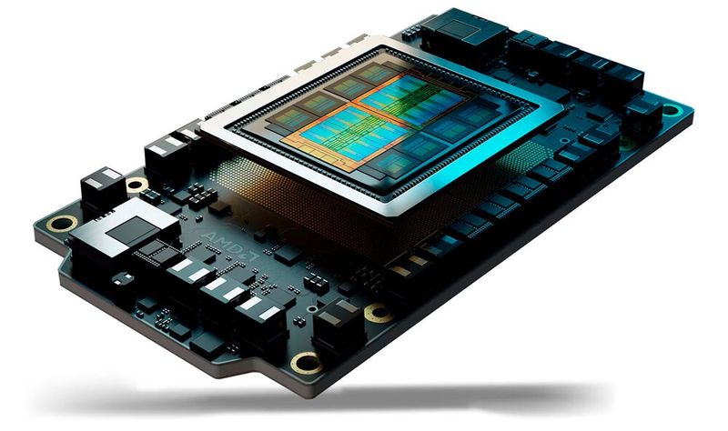 Der Vergleich zur Instinct MI350X in OAM-Bauform zeigt, dass AMD auf der PCIe-Karte eine halbierte GPU der MI350X einsetzt.   (Bild: AMD)
