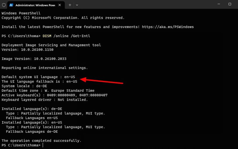 Überprüfen der Spracheinstellungen in Windows vor der Migration mit dem UpDownTool zu Windows 10 IoT Enterprise LTSC. (Bild: Joos)