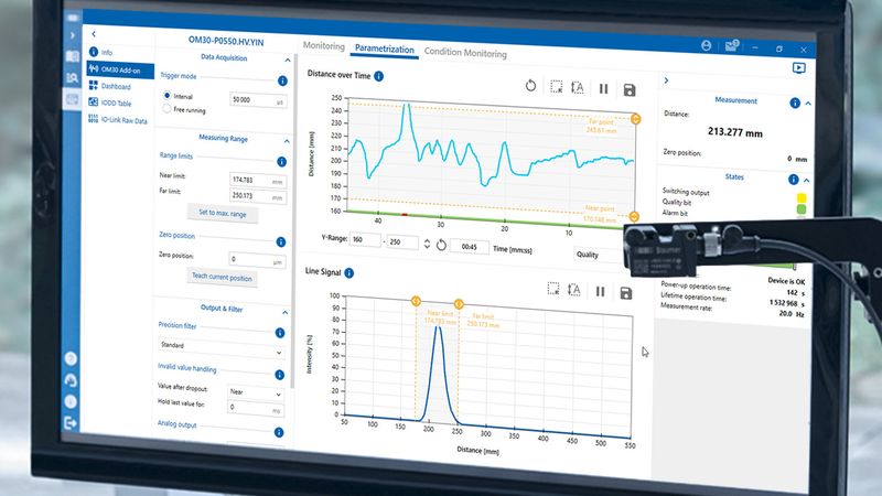 Die Kombination von smarten Sensoren und intuitiver Software wie der Baumer Sensor Suite macht Anwendern die Nutzung von IO-Link enorm einfach. (Bild:  Baumer)
