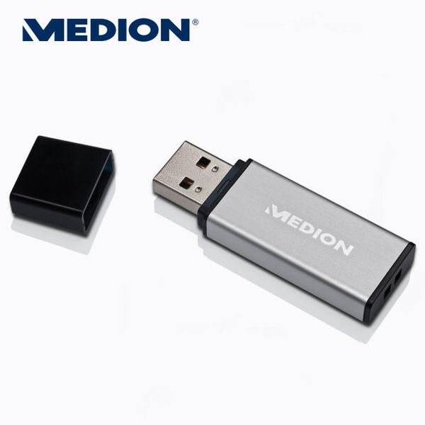 Der 64-Gigabyte-USB-Stick kommt im robusten Aluminium-Gehäuse und mit USB 2.0 und kostet 29,99 Euro. (Bild: Aldi)