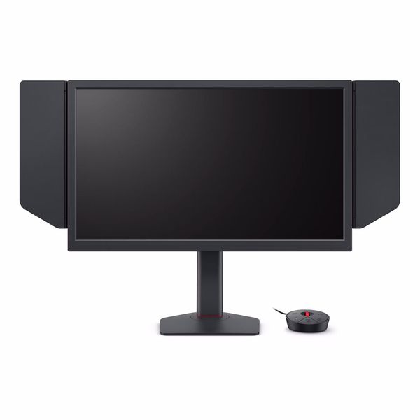 Der 27 Zoll große Benq Zowie XQ2766X und der kleinere XQ2566X mit 24,1-Zoll-Diagonale basieren auf Fast-TN-Panels mit QHD-Auflösung und 360 Hz Bildwiederholrate und DyAc-3-Technologie gegen Bewegtbildunschärfe. Die beiden magnetischen Sichtschutzblenden gehören zur Ausstattung. (Bild: Benq)