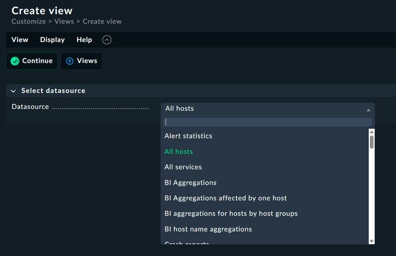 Abbildungen 13: Die Datenquelle bestimmt, welche Spalten die Ansicht rendern kann. (Bild: Lang | Checkmk)