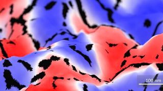 Visualisierung der nanoskaligen Oberfläche von Magnesium überlagert mit einer gleichzeitig vermessenen optischen Phasenkarte. (Universität Stuttgart)