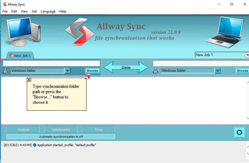 Nach dem Start von Allway Sync werden Ordnerpaare für die Synchronisierung gebildet. (Joos/Allway Sync (Screenshot))