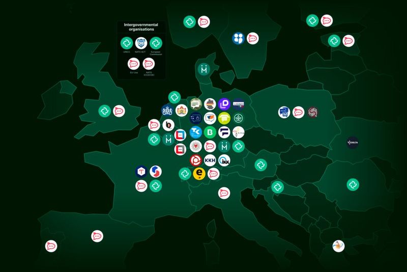 Karte der größten Matrix-basierten Software-Projekte in Europas Gesundheits- sowie öffentlichen Einrichtungen.(Bild: ©  Element.io)