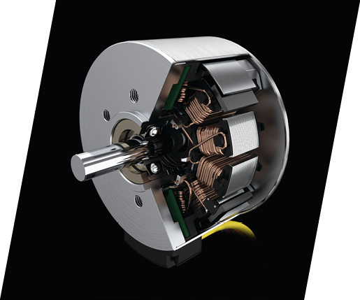 (Ist bei Verpackungsmaschinen der Einbauplatz in axialer Richtung knapp bemessen, bieten sich oft die drehmoment- starken Flachmotoren der BXT-Serie an. Bild: Faulhaber)