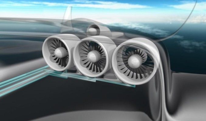 Drei der sechs Antriebsmotoren des E-Thrust-Haybrid-Konzepts (Airbus Group)
