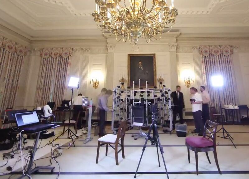 Aufbau des Rigs im State Dining Room des Weißen Hauses (Whitehouse.gov)