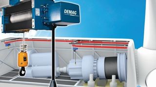 Demag-Seilwinde DS 10-Wind 1000 für Serviceeinsätze in der Gondel einer Windkraftanlage. (Bild: Terex Material Handling)