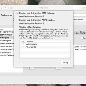 Abbildung 1: Dateifreigaben für Windows-Benutzer sind auf dem Mac schnell und unkompliziert eingerichtet.