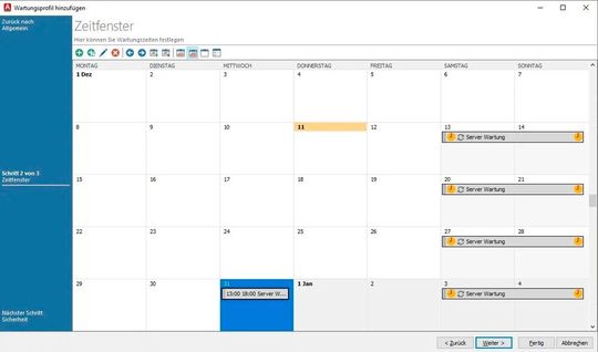 Das Wartungsfenster der Version ACMP 6.9 – eine neue Funktion im ACMP Core(Bild:  Aagon)