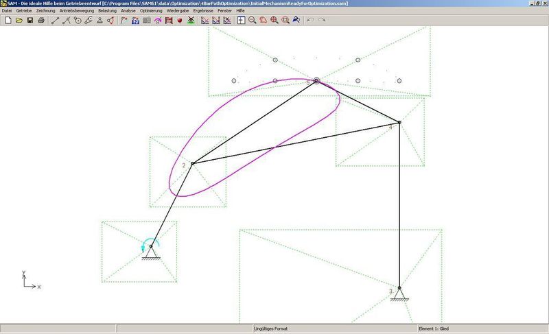2 Start Mechanismus + Optimierungsgrenzen der Gestellpunktkoordinaten. (Archiv: Vogel Business Media)