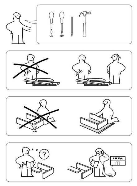 Der Klassiker unter den Gebrauchsanweisungen… Erkennen Sie, welches beliebte IKEA-Modell hier zusammengebaut werden soll? (Bildquelle: IKEA)