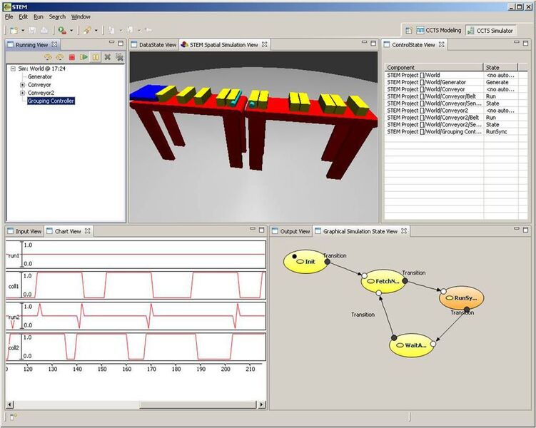 Bild 3: Der Materialablauf kann bereits in der Planungsphase simuliert und in einem 3D-Modell visualisiert werden.  (Bild: Institut für Werkzeugmaschinen und Betriebswissenschaften, TU München)