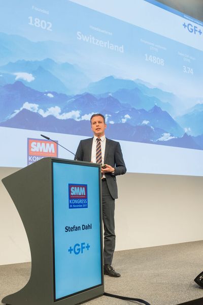 Stefan Dahl, GF Machining Solutions International SA, zeigte deutlich auf wie wichtig neue Technologien und Innovationen für den Unternehmenserfolg von GF sind. (Thomas Entzeroth)