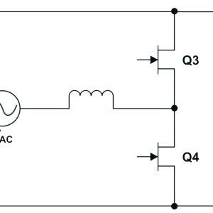 Bild 1: Totem-Pole-PFC-Schaltung mit GaN-FETs und Netzgleichrichter-Dioden. (Bild:  Texas Instruments)