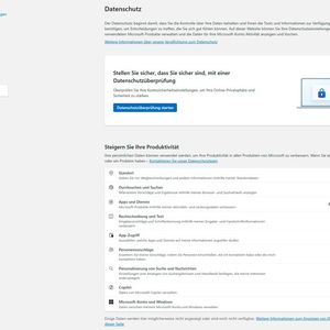 Das Datenschutz-Dashboard im Microsoft-Konto zeigt alle zentralen Datenkategorien und ermöglicht den direkten Zugriff auf Analyse und Steuerung gespeicherter Aktivitäten.(Bild:  Joos)
