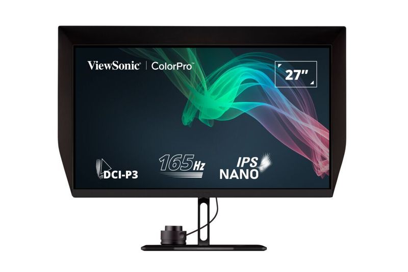 Eine abnehmbare magnetische Haube verhindert beim ColorPro VP2776 externen Lichteinfall. (Viewsonic)