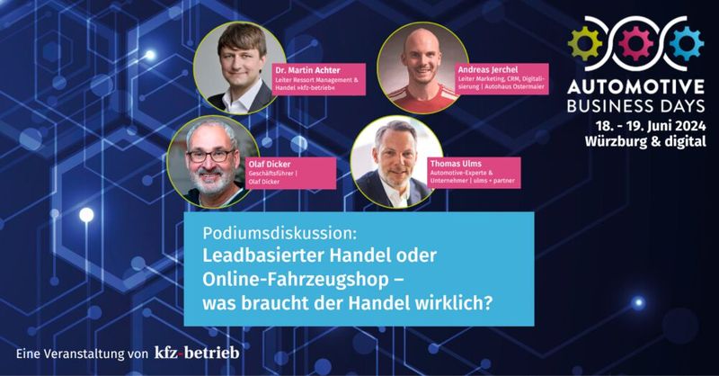 Mehr zu den einzelnen Vorträgen erfahren Sie unter www.automotive-business-days.de/programm. (Bild: VCG/Referenten)