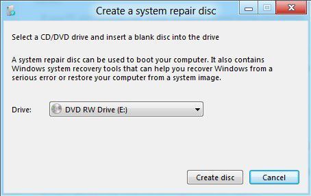 Legen Sie eine leere CD in das Laufwerk und klicken Sie auf „Create disc“. Der Assistent bereitet die Dateien vor und brennt die CD. Anschließend können Sie einen Computer mit dieser CD/DVD booten und Windows 8 reparieren. Die CD bietet die gleichen Optionen wie die Windows 8-Installations-DVD. (Archiv: Vogel Business Media)