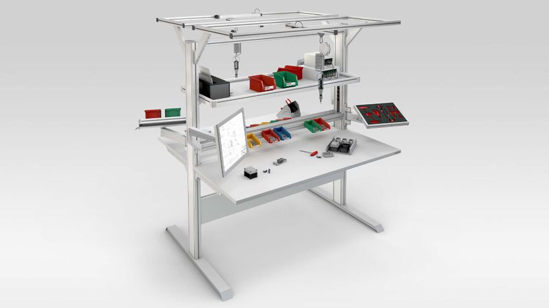 With modular work bench design, you can convert or extend a work bench with ease by changing or adding accessories. This means changes can be implemented quickly and cost-effectively, thus boosting quality and productivity. (Source:  item)