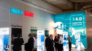 La grande exposition supra nationale des moyens de production, avec le stand Index Traub au salon EMO 2017. (MSM)