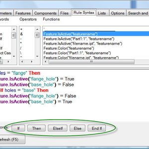 Autodesk Inventor iLogic, Regel-Editor.