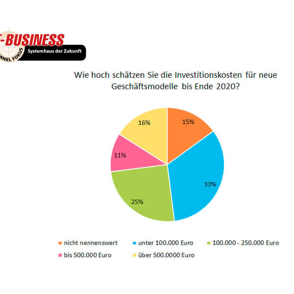 33 Prozent der von uns befragten Partner schätzen, bis Ende 2020 unter 100.000 Euro in neue Geschäftsmodelle zu investieren. (IT-BUSINESS)