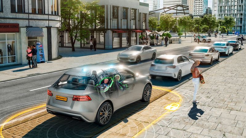 Erkennt das System ein Kind, sendet es eine Warnung an den Fahrer.(Bild:  Continental)