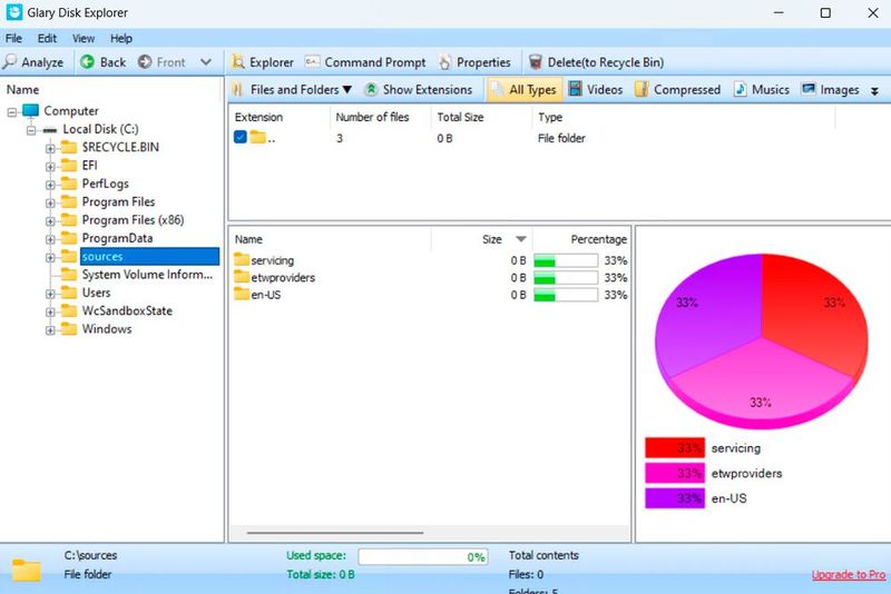 Verzeichnisse mit Glary Disk Explorer analysieren. (Bild: Joos (Screenshot))