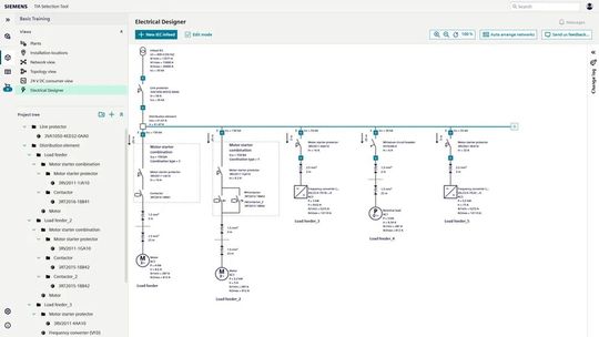 Electrical Designer simplifies main circuit design by automatically selecting components, verifying short-circuits, sizing cables, and creating all necessary documentation in one easy process.(Source:  SIEMENS)