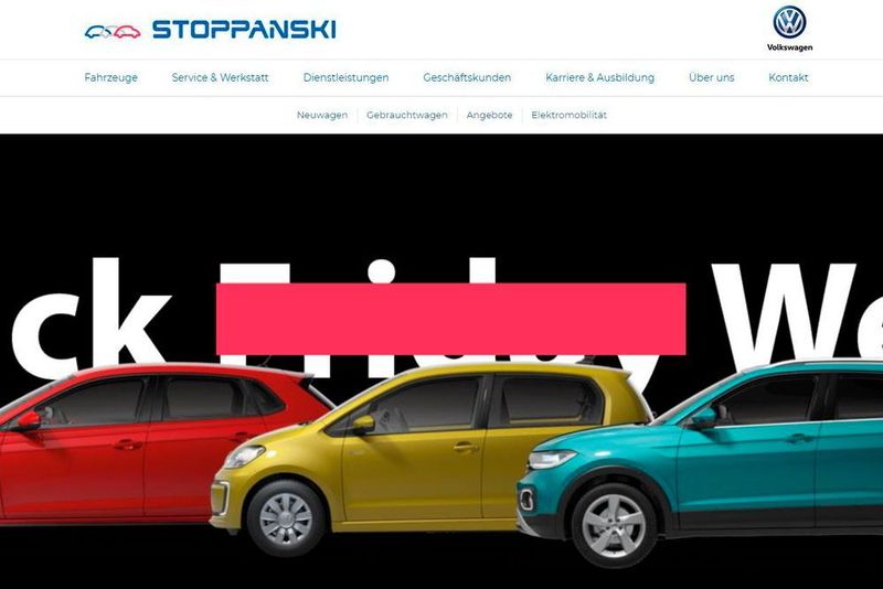 Auf der Stoppanski-Website findet man bis zum 30. November Angebote unter der Rubrik Black Week. Während der Aktion gibt es drei VW-Modelle im 36-Monats-Leasing zu besonderen Konditionen. (Screenshot Stoppanski)