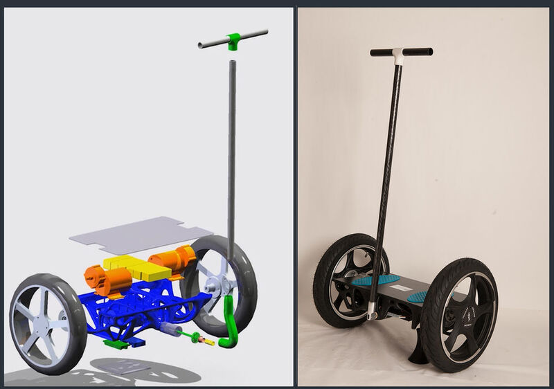 Die Hochschule Weingarten und die Universität Stuttgart haben mit den Altair Werkzeugen einen selbstbalancierenden Scooter entwickelt und zeigen mit diesem Technologiedemonstrator automatisierte Entwicklungsprozesse. (Altair)
