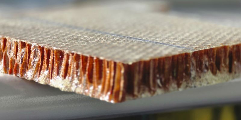 The composite material made of epoxy and glass fibers not only protects against flames but is also fully recyclable.(Source:  Empa)