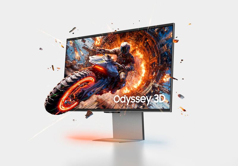 Der 32 Zoll große Odyssey 3D mit der Modellnummer G90XH liefert eine autostereoskopischen 3D-Darstellung ohne Brille mit 3K-Auflösung. Im 2D-Modus beträgt die Auflösung des IPS-Panels sogar 6K mit bis zu 165 Hz Bildwiederholrate. (Bild: Samsung)