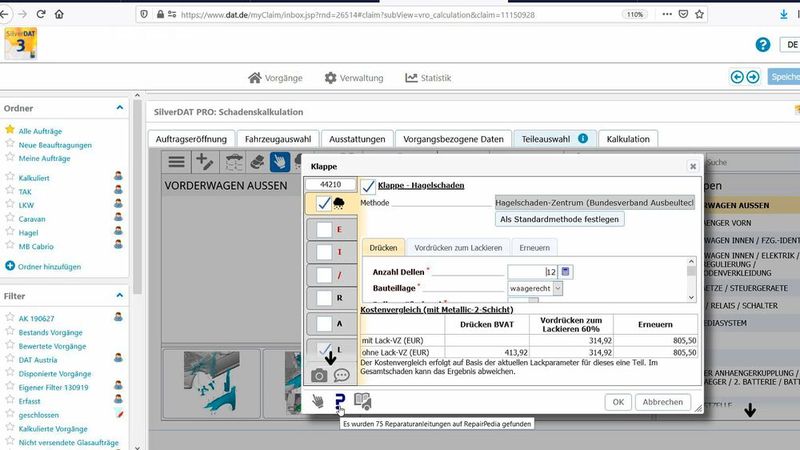 Nutzer von Silver-DAT 3 sehen künftig im unteren Bereich des Fensters das Logo von Repair-Pedia eingeblendet. (Bild:  DAT)