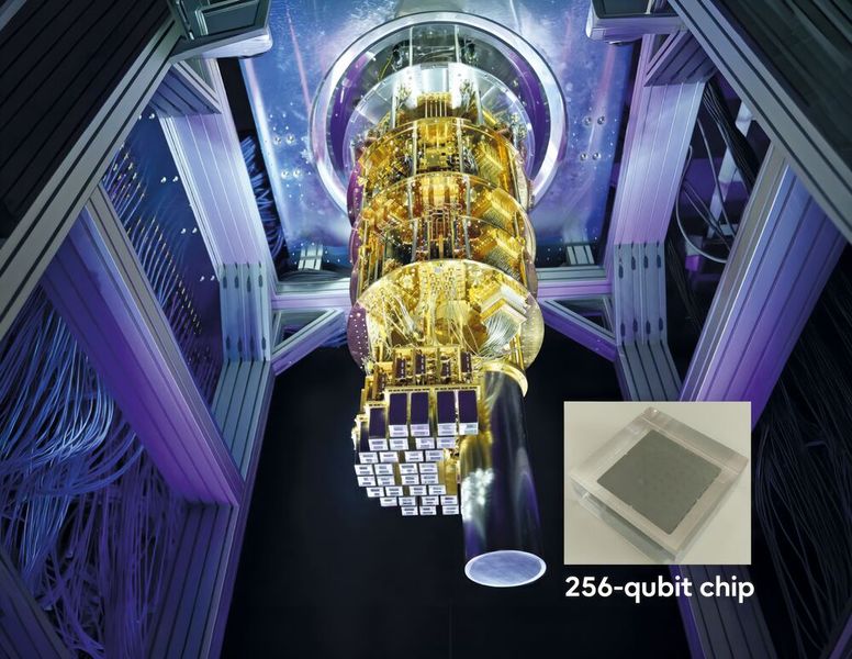 Fujitsu hat im vergangenen Jahr gemeinsam mit dem japanischen Forschungsinstitut RIKEN einen supraleitenden 256-Qubit-Quantencomputer fertiggestellt. Der Chip verwendet viermal das Zellendesign des 64-Qubit-Vorgängers und zeigt damit die Skalierbarkeit dieser Architektur. (Bild: Fujitsu)