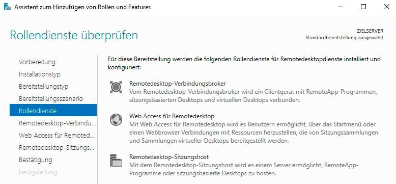Festlegen der Rollendienste bei der Installation der Remotedesktopdienste. (Bild: Joos - Microsoft)