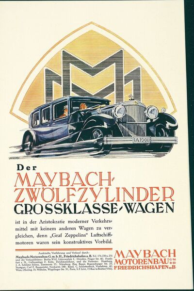 Die Luftschiffe fungierten als Namensgeber: Der Maybach Zeppelin mit seinem 12-Zylinder-Motor markierte das Maximum im damaligen deutschen Automobilbau. (Daimler)