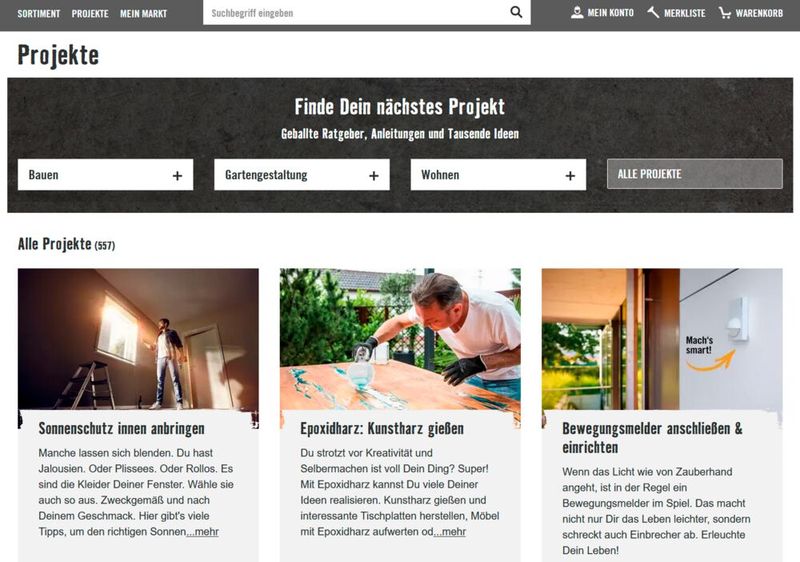 Auf der Website von Hornbach findet der User viele Tipps für den täglichen Heimwerkerbedarf.