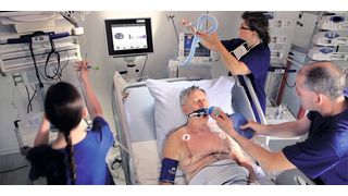 Mit dem inzwischen zugelassenen Swisstom BB2 des Schweizer Start-ups Swisstom überwacht intensivmedizinisches Personal die Lungenfunktion beatmeter Patienten kontinuierlich und in Echtzeit. (Bild: Swisstom)