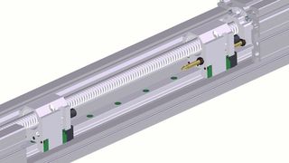 Teilausschnitt eines Linearmoduls mit eingebauter Spindelunterstützung.  (Bild: Schaeffler)