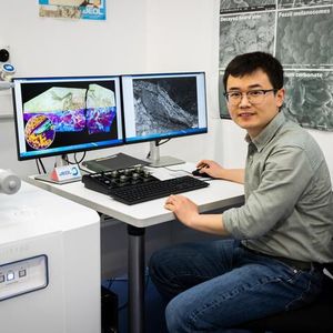 Dr Zixiao Yang of University College Cork, who discovered that some feathered dinosaurs had scaly skin like reptiles today, thus shedding new light on the evolutionary transition from scales to feathers.(Source:  Ruben Tapia/UCC TV)