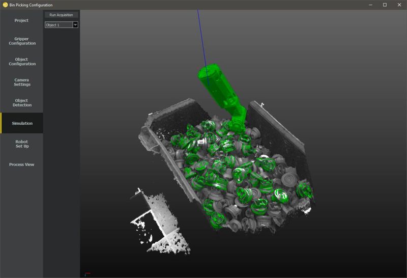 Animation einer Bin-Picking-Lösung. (Bild: HD Vision Systems)