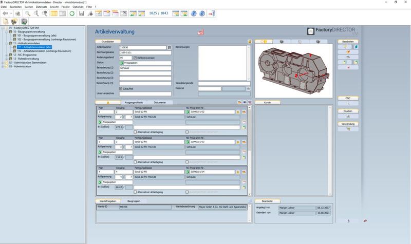 Runder Workflow – Der Tool Director VM sorgt für ein lückenloses Werkzeug-Datenmanagement vom CAM über die Werkzeugvoreinstellung bis an die Maschine. Werkzeuglisten, Zusammenbauvorschriften, gemessene Werkzeug-Ist-Daten sind nun bei Mayer Stahl- und Apparatebau 100 Prozent digital im Zugriff. (Bild: Coscom)