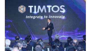 Taitra Chairman James Huang unveils the Timtos 2025 theme, Integrate to Innovate, marking the arrival of a new era in smart manufacturing. (Source: Taitra)