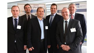 Wollen Begegnungsverkehre industrialisieren (v.l.): Bernd Nieberding, Prof. Dr. Matthias Gather, Prof. Dr. Sergey Dashkovskiy (alle FH Erfurt), Thomas Schwarz (Spedition Schwarz), Andy Apfelstädt (FH Erfurt) und Jochen Eschborn (Elvis). (Bild: Elvis)