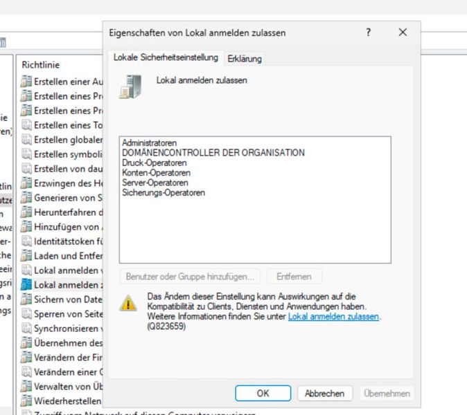 Lokale Anmeldung an Domänen-PCs steuern. (Bild: Joos | Microsoft)