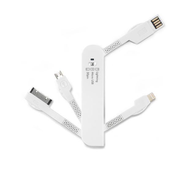 Von Dicota gibt es ein „Taschenmesser“ zum Aufladen und Synchronisieren. Der kompakte 4-in-1 Adapter in Weiß ist den berühmten Taschenmessern aus der Schweiz nachempfunden. Statt Flaschenöffner oder Korkenzieher lassen sich an den Seiten jedoch vier Anschlüsse für Micro-USB, Apple Lightning, Apple 30 Pin und USB herausklappen. So können beispielsweise Smartphones und Tablets bequem und ohne Kabelsalat mit dem Computer, einem Ladegerät oder einer Powerbank verbunden werden.   Die Geräte lassen sich gleichzeitig aufladen und synchronisieren. Per Kontrollschalter wird einfach der gewünschte Stecker ausgewählt. Eine blaue LED-Anzeige informiert über eine aktive Verbindung. Nach Gebrauch werden die Anschlüsse platzsparend zurück ins Gehäuse geklappt. Die Abmessungen des Dicota Smart Connect betragen lediglich ca. 93 x 20 x 16 mm. Der empfohlene Endkundenpreis beträgt 12,90 Euro.  (Bild: Dicota)