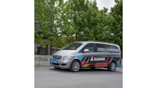 Bei aufgeladener Batterie soll das Magna-Demofahrzeug überwiegend elektrisch unterwegs sein und nur bei sinkendem Ladezustand die Brennstoffzelle zuschalten. (Foto: Magna)